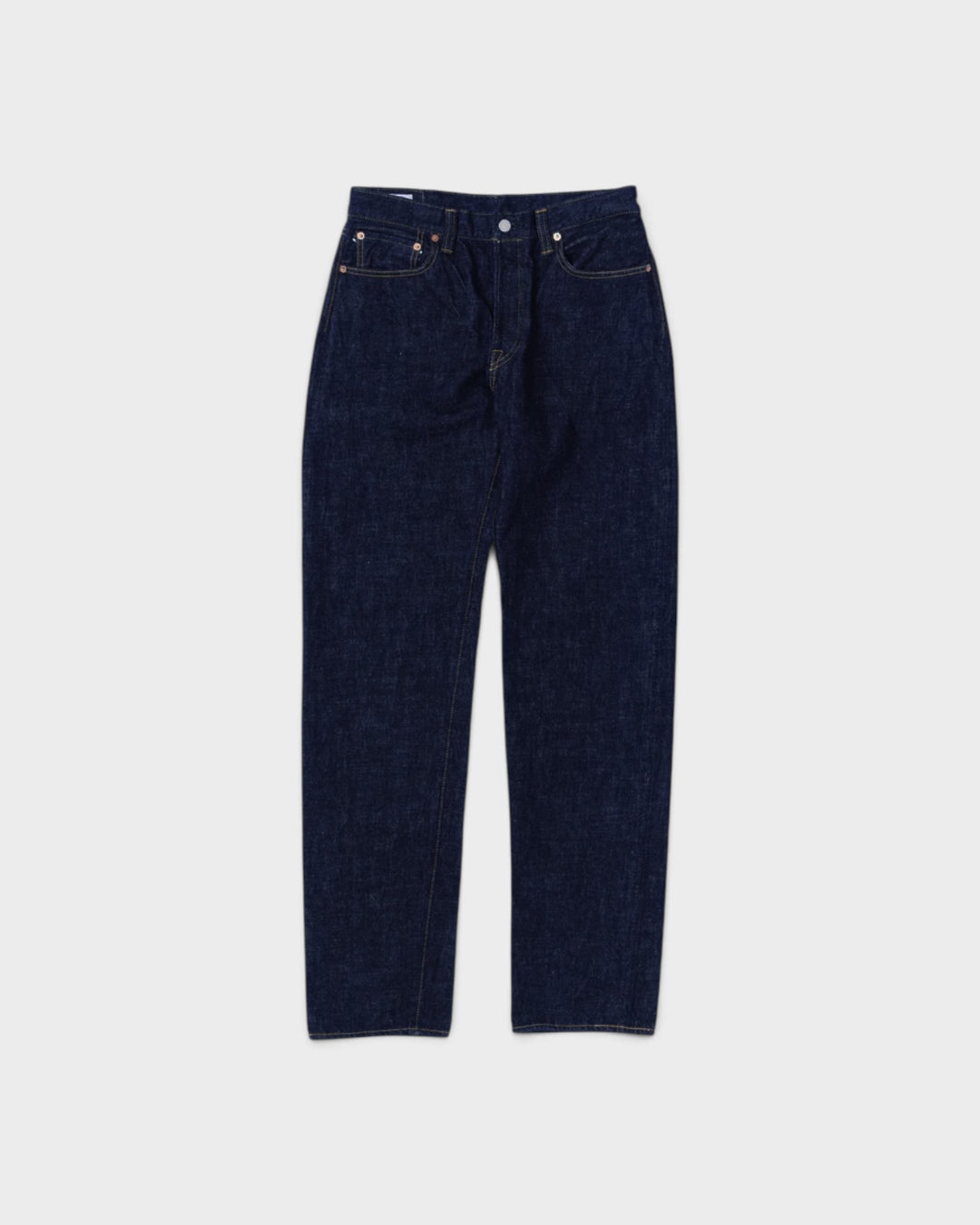 Jean Omoto Denim 0615 13.5oz Relax Fit One Wash Indigo - vue à plat de face
