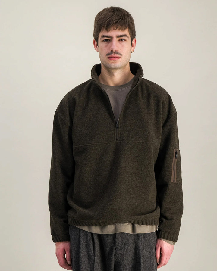 Atlas Wool Kaki Chiné Parages, vue portée de face