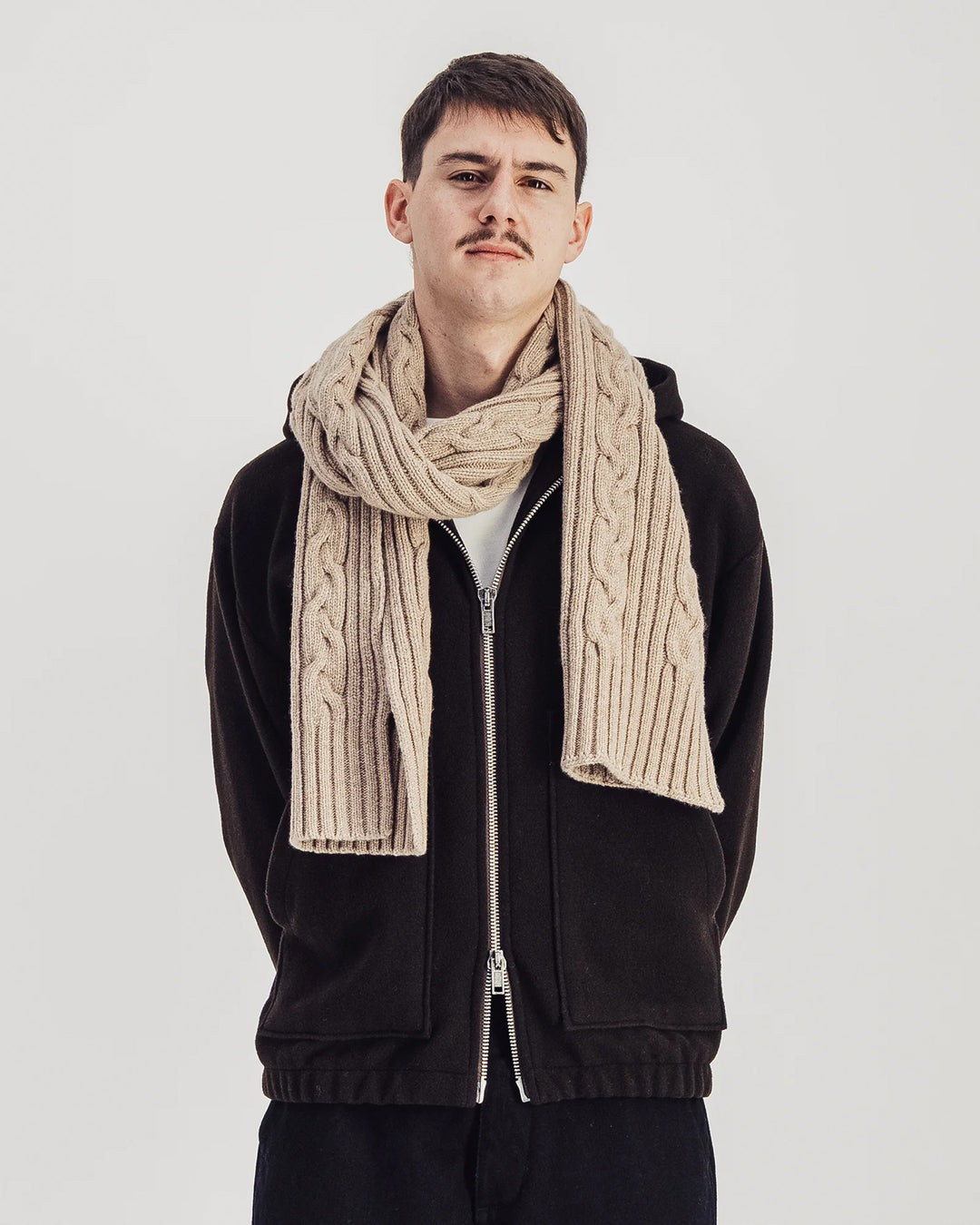 Cables Scarf Stone Mel