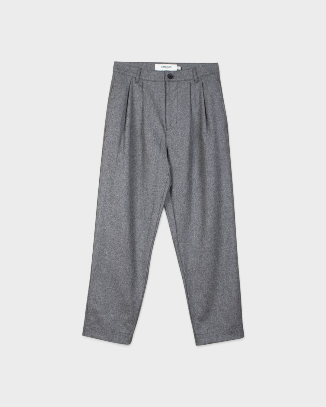 Pantalon Double Pleats Flannel Pants Grey Mel Parages, vue à plat de face