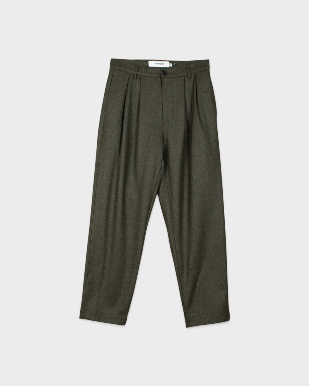 Double Pleats Flannel Pants Olive Mel Parages, vue à plat de face