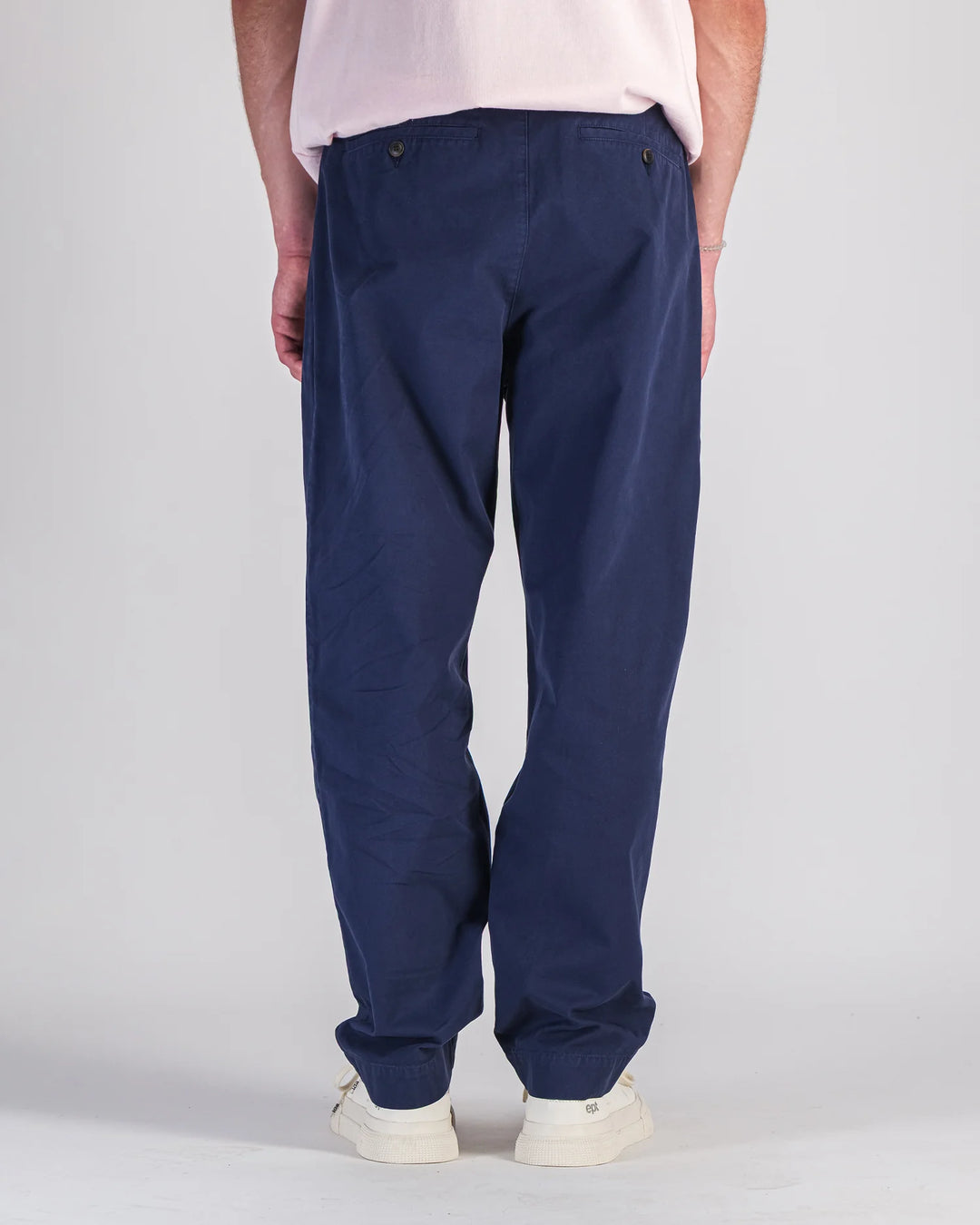 Double Pleats Twill Pants Navy