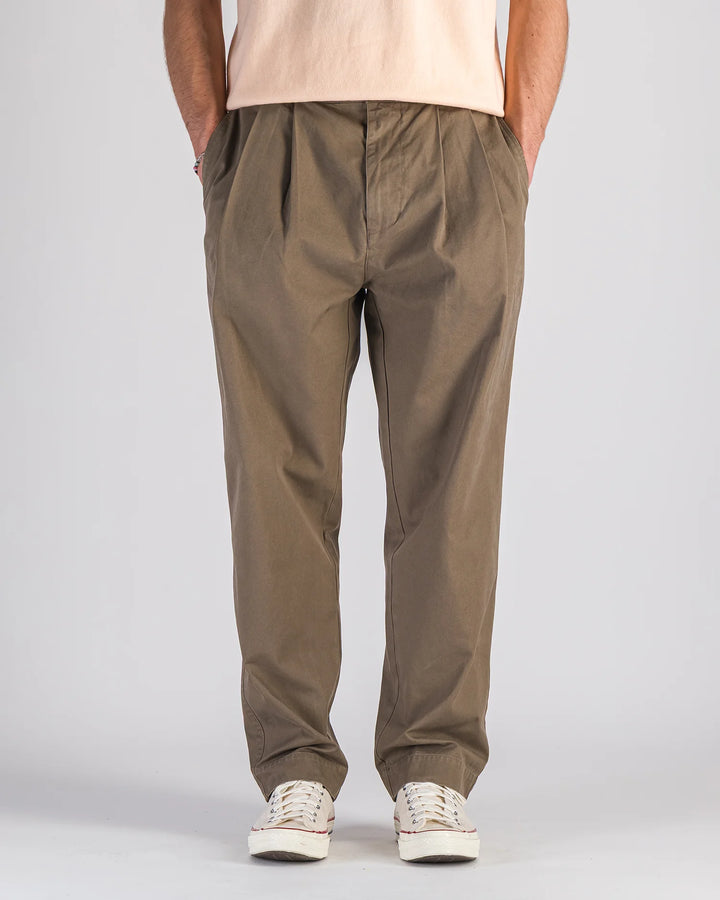 Double Pleats Twill Pants Moka