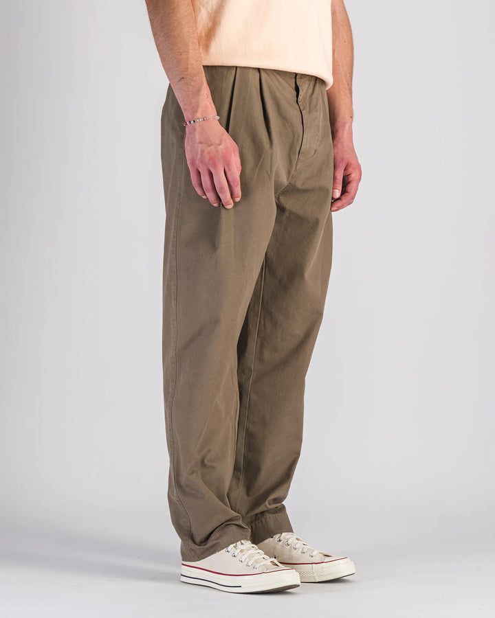 Double Pleats Twill Pants Moka