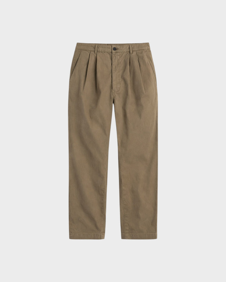 Double Pleats Twill Pants Moka