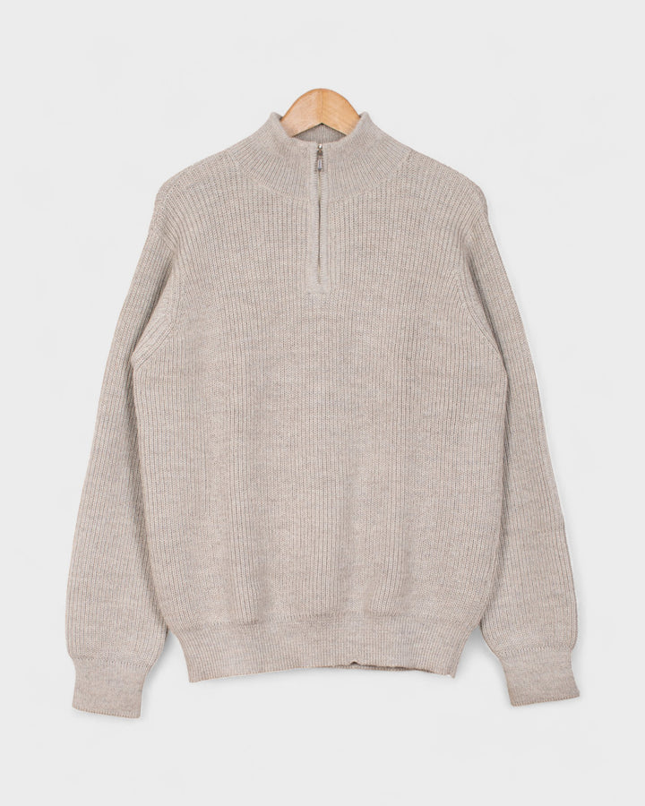 Pull Plato Col Camionneur Alpaga Brouillard