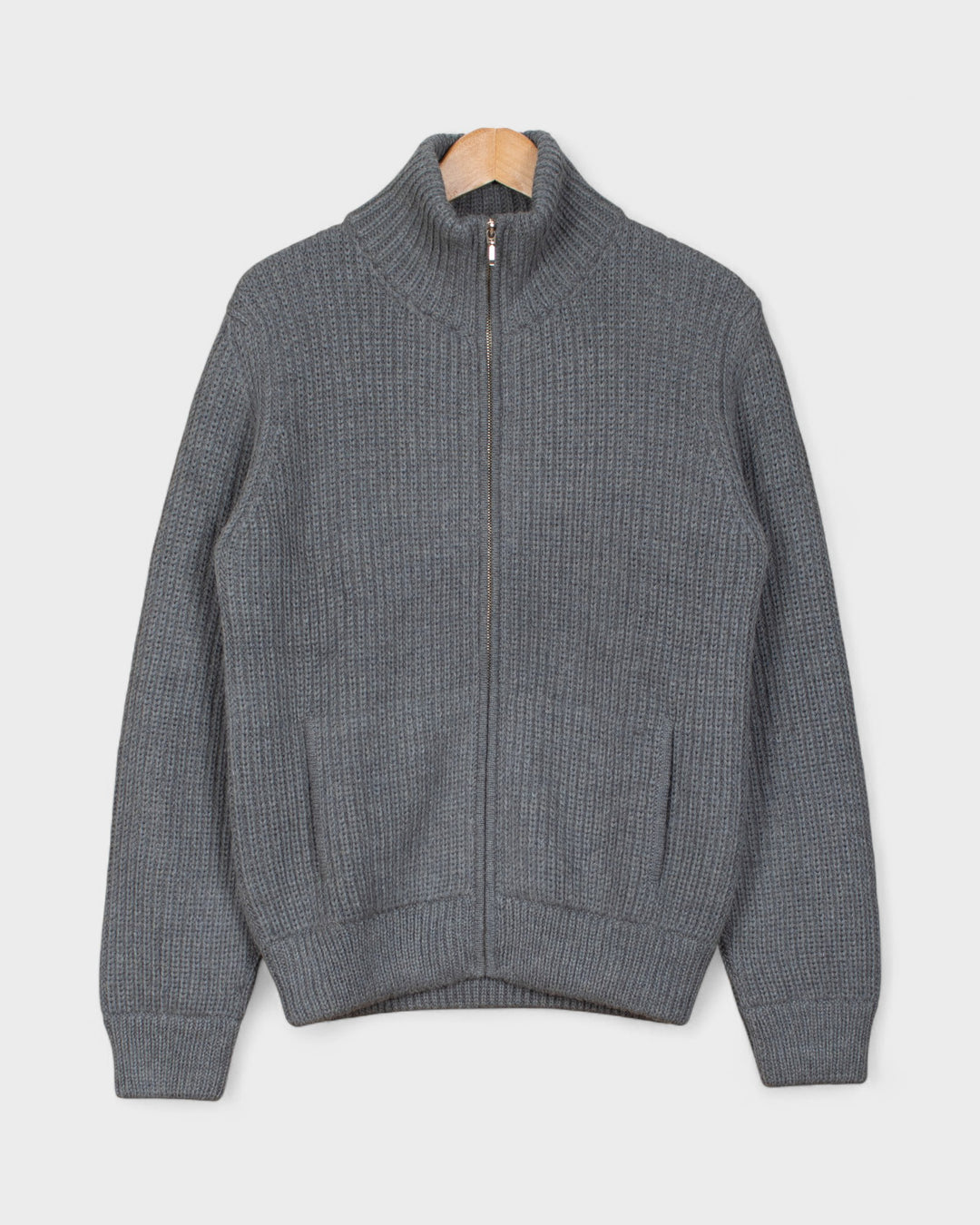 Chicama Veste Zip Gris Lobo 100% Alpaga Drapeur