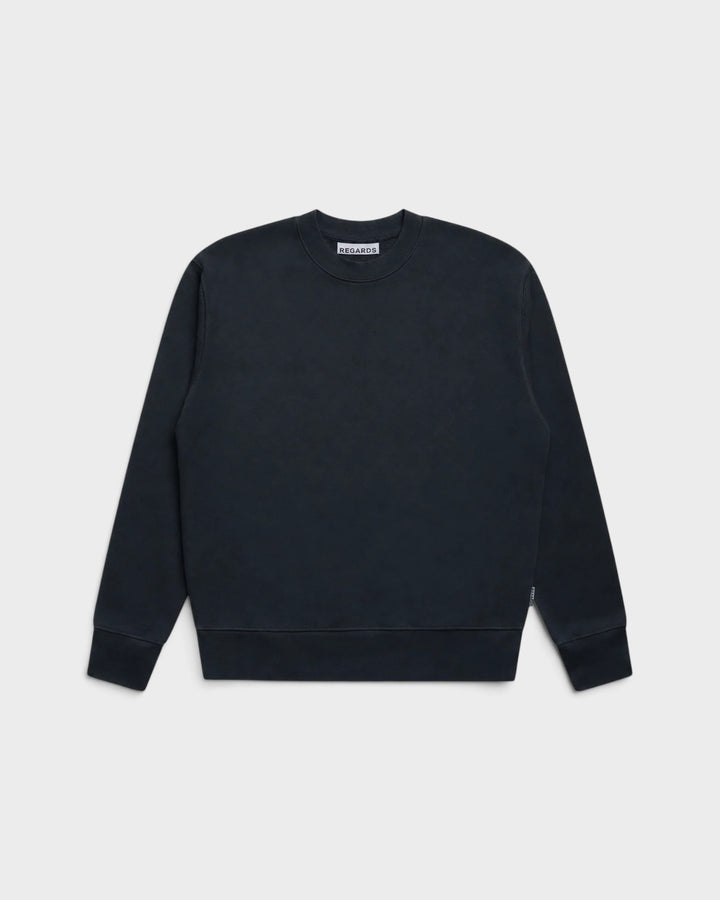 Regards Relaxed Loopback Crewneck Black Washed — vue de face