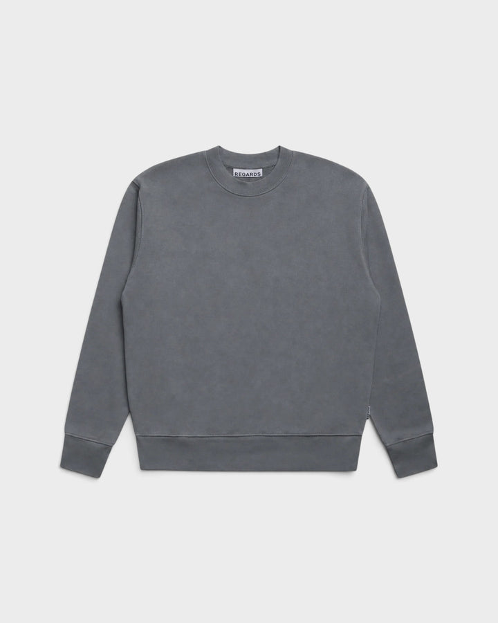 Regards Relaxed Loopback Crewneck Grey Washed — vue de face