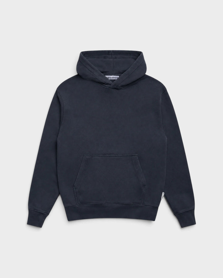 Regards Relaxed Loopback Hoodie Blank Black Washed — vue de face