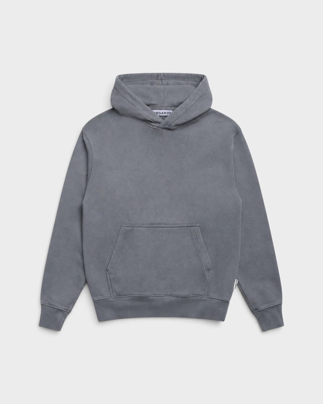 Regards Relaxed Loopback Hoodie Blank Grey Washed — vue de face