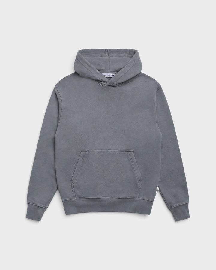 Regards Relaxed Loopback Hoodie Blank Grey Washed — vue de face