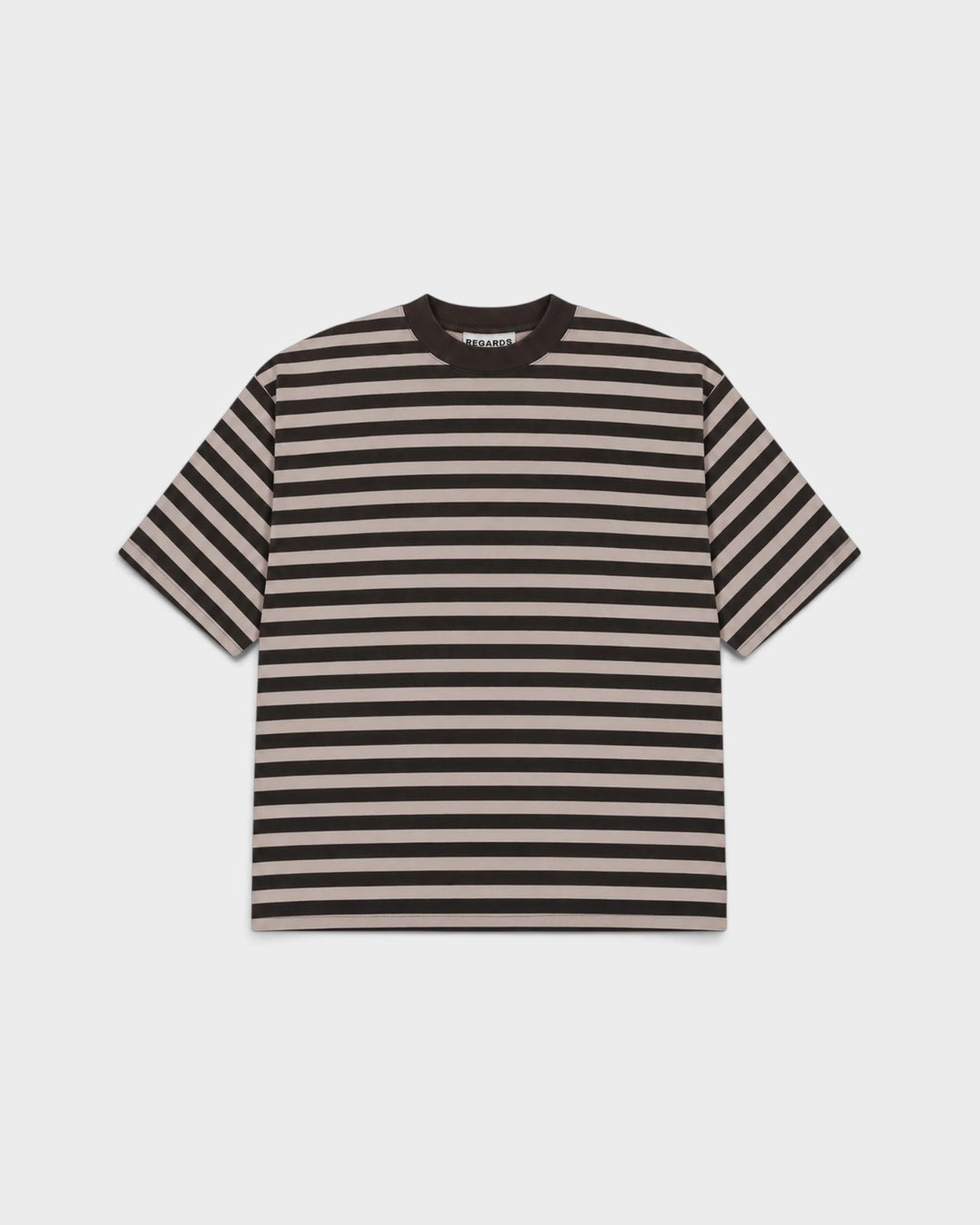 Regards Striped Oversize Tee Espresso/Taupe — vue de face