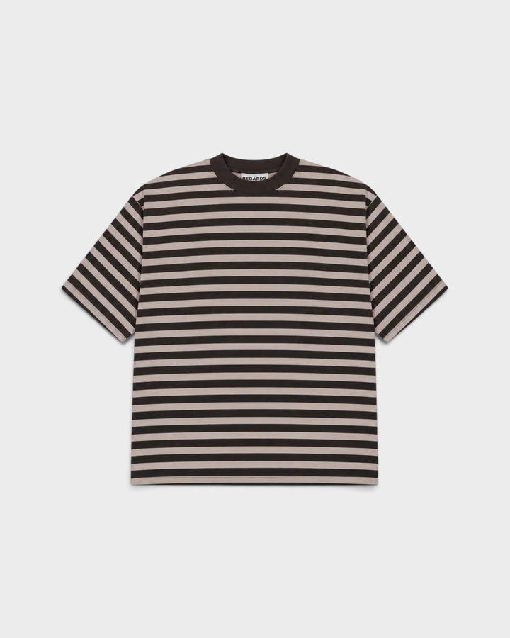 Regards Striped Oversize Tee Espresso/Taupe — vue de face