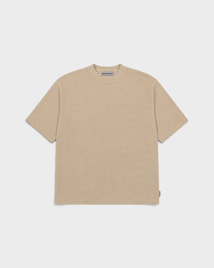 Regards Waffle Oversize Tee Taupe — vue de face