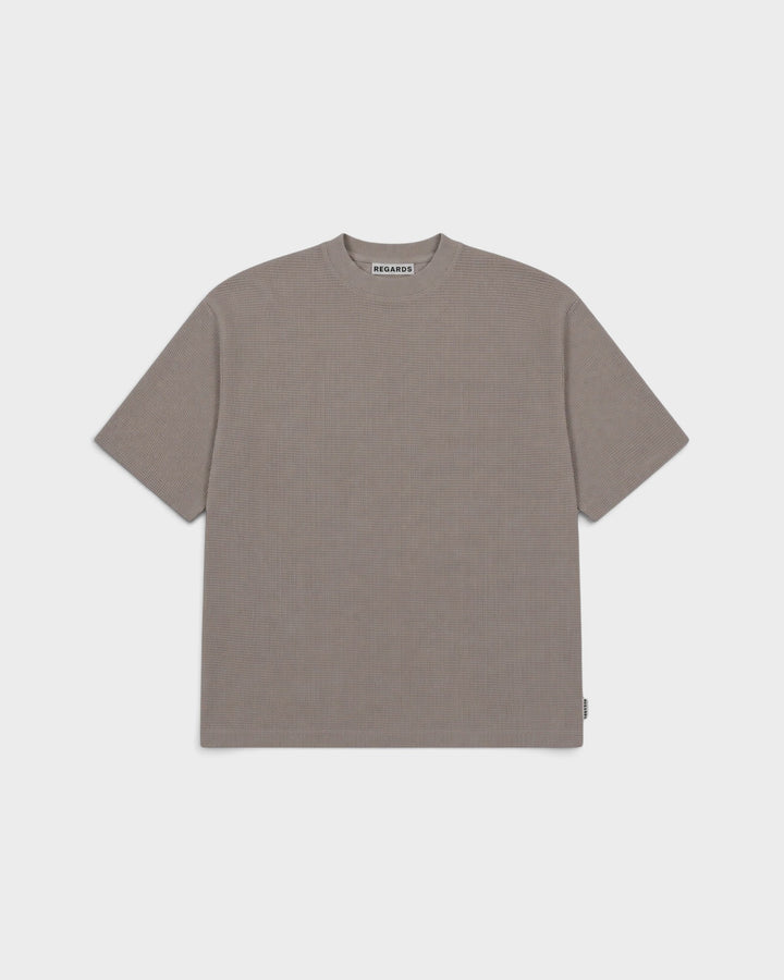 Regards Waffle Oversize Tee Taupe — vue de face