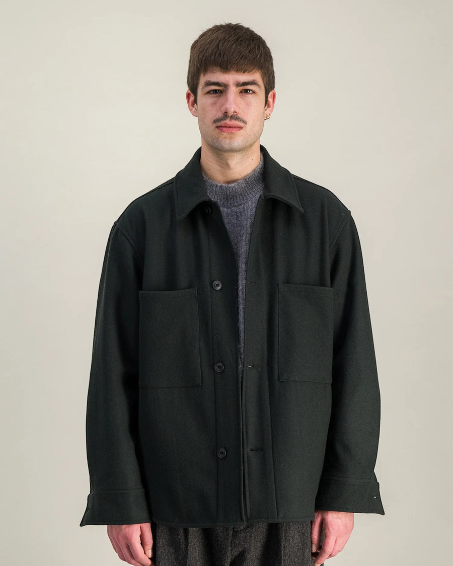 Woody Wool Overshirt Dark Green