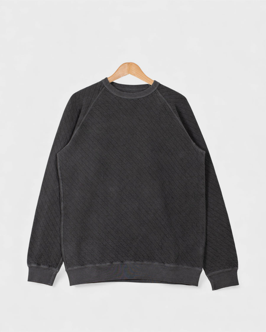 Quilt L/S Raglan Crew Sweat P-Black