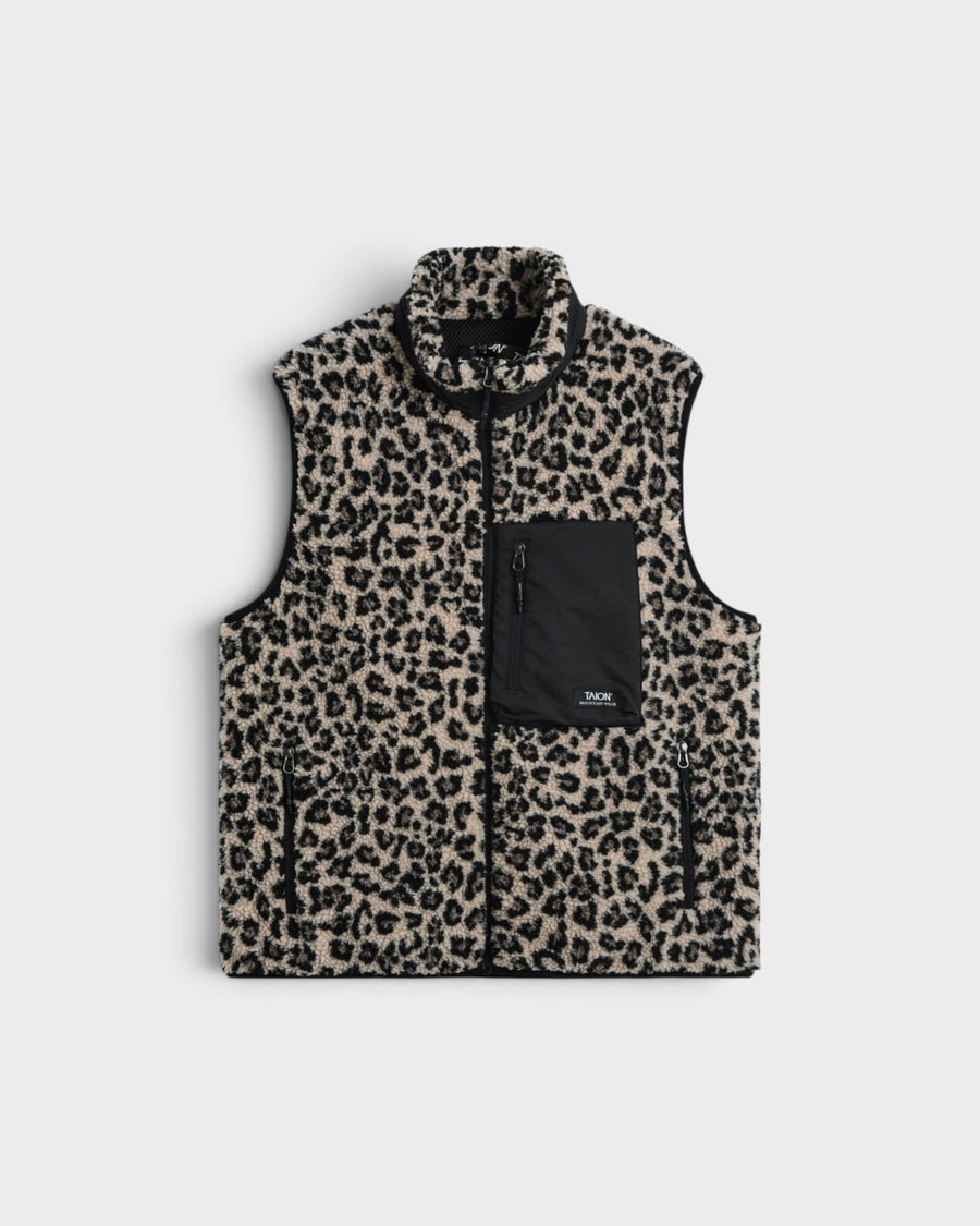 Mountain Boa Fleece High-Neck Vest Leopard