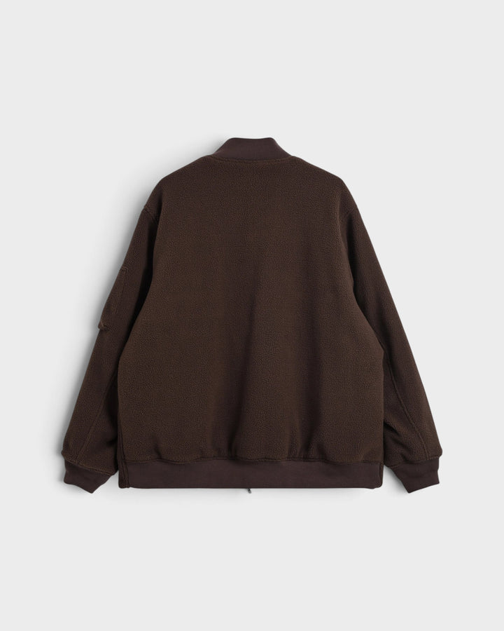 Taion Reversible MA-1 Faux Wool Down Jacket D.BRN×D.OLV, dos brun à plat
