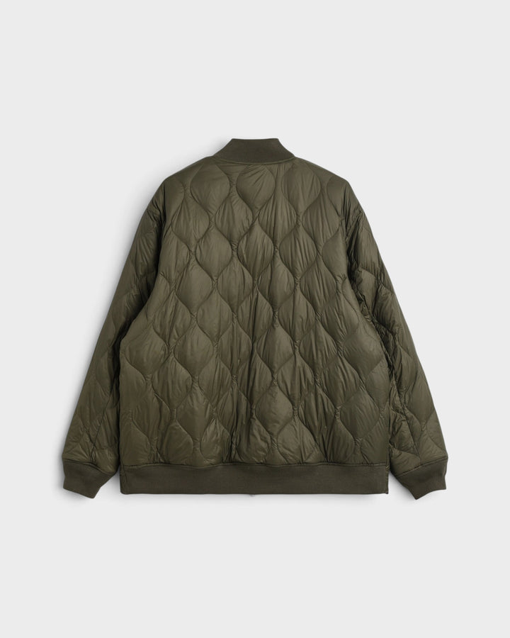 Taion Reversible MA-1 Faux Wool Down Jacket D.BRN×D.OLV, dos olive à plat