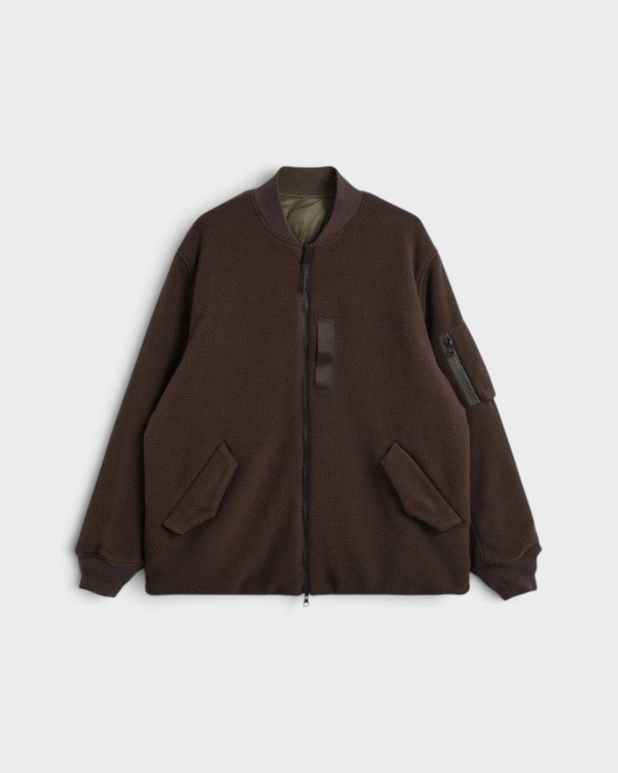 Reversible MA-1 Faux Wool Down Jacket D.BRN×D.OLV