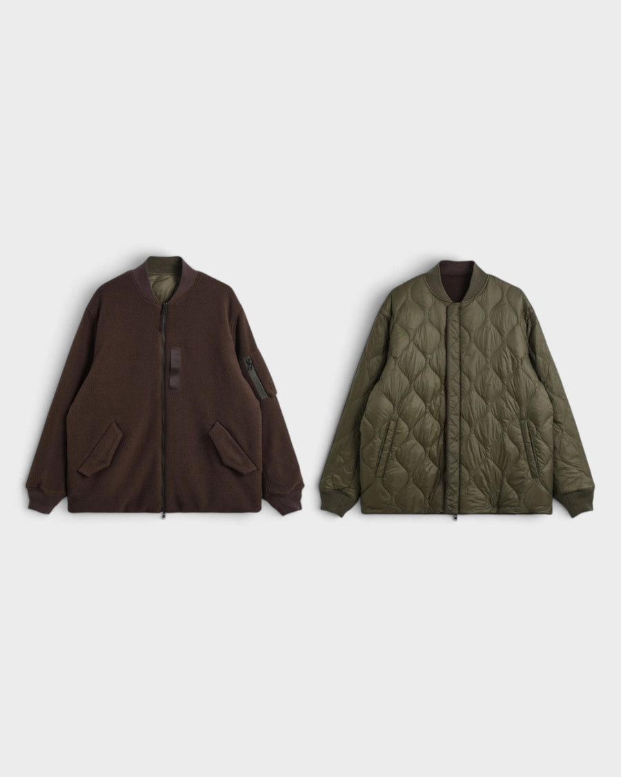 Reversible MA-1 Faux Wool Down Jacket D.BRN×D.OLV