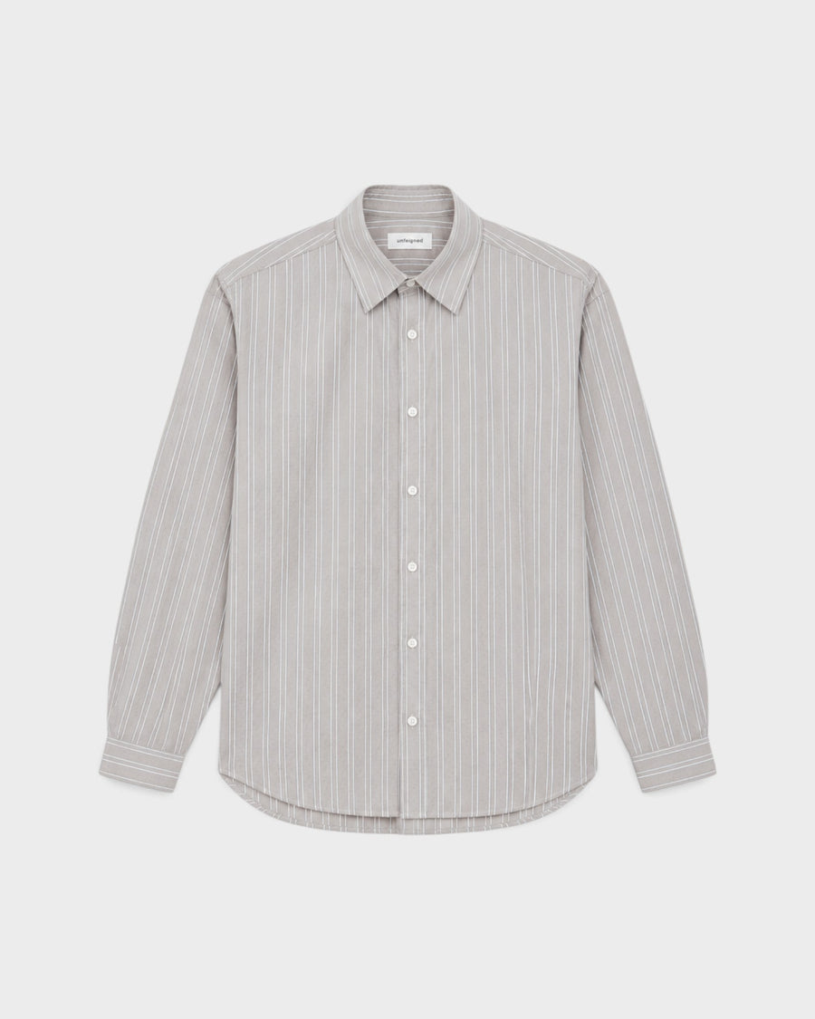Long Sleeve Baggy Shirt Organic Cotton Brown and White Stripes