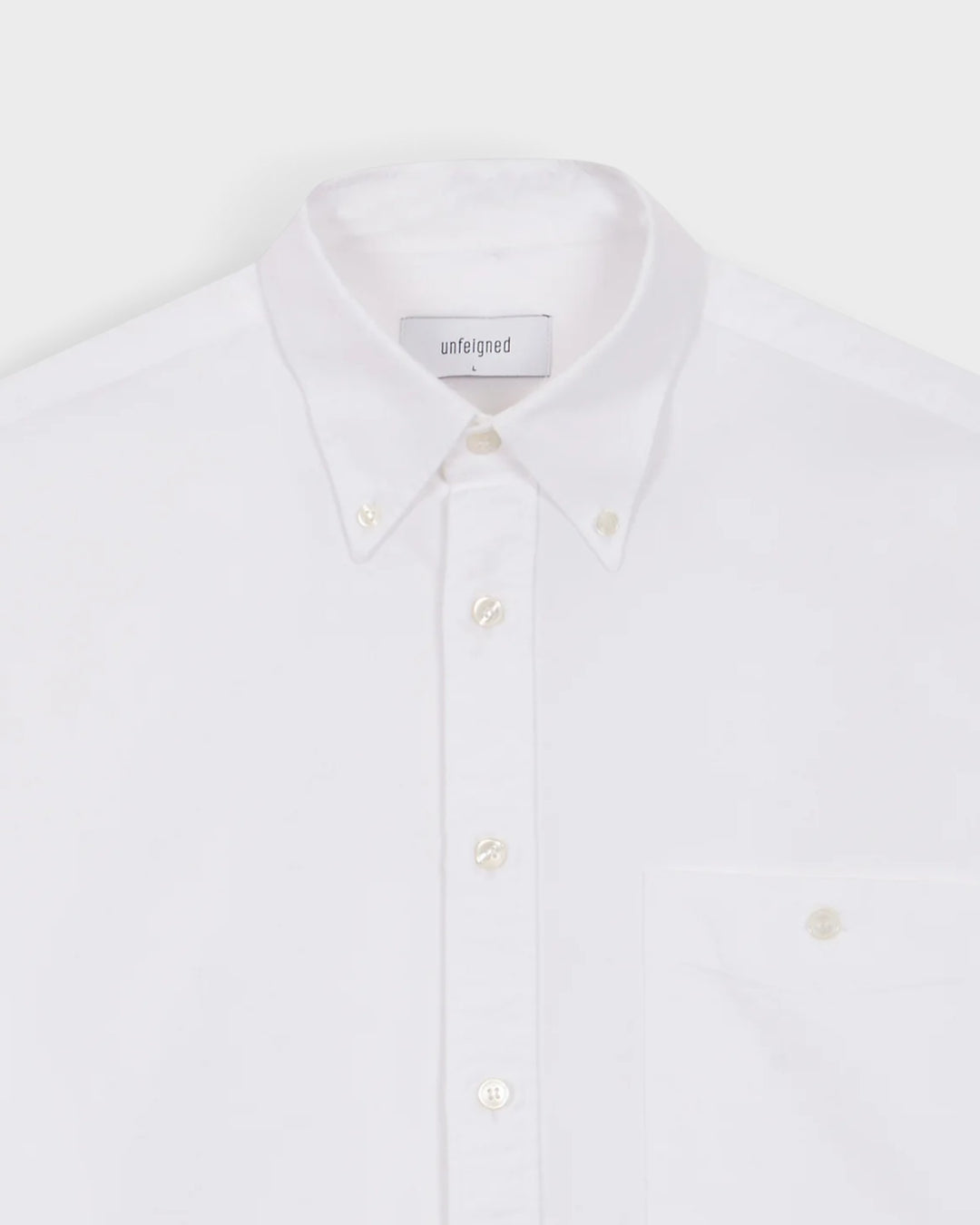 Unfeigned Long Sleeve Baggy Shirt Washed Oxford White, vue détail du col
