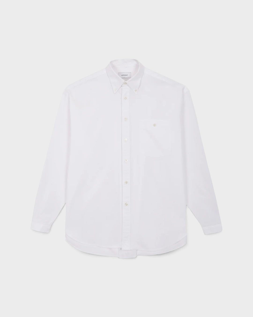 Unfeigned Long Sleeve Baggy Shirt Washed Oxford White, vue à plat de face
