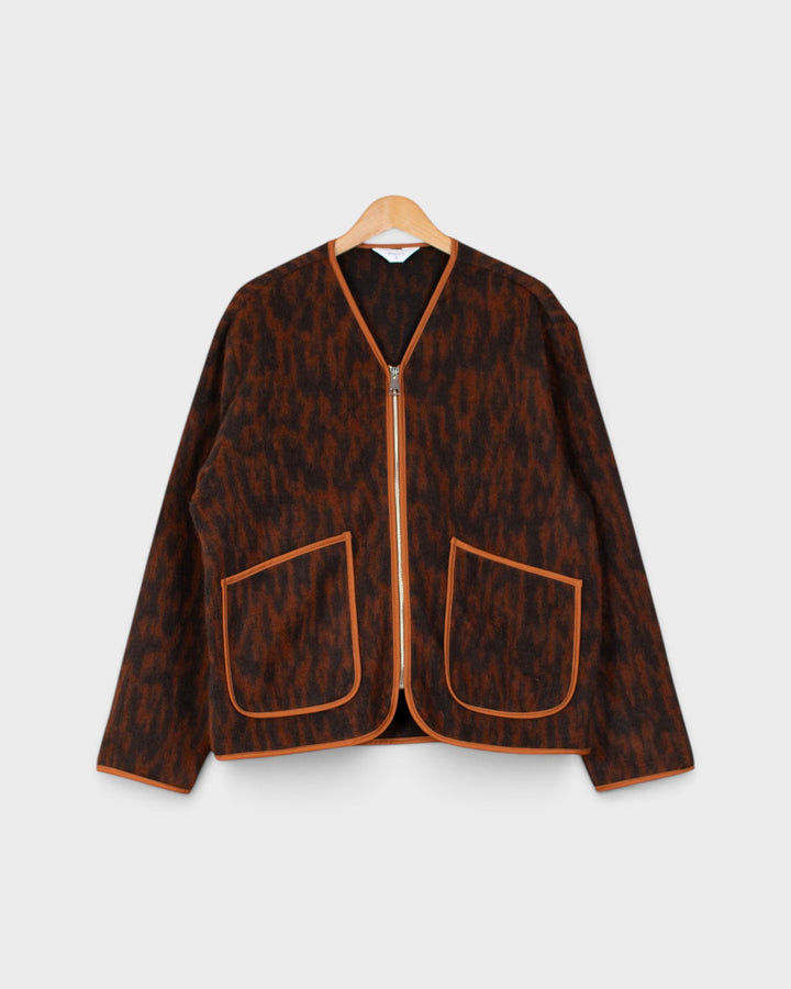Cameron Zip Cardigan Maculato Marrone de Wooden, vue à plat de face