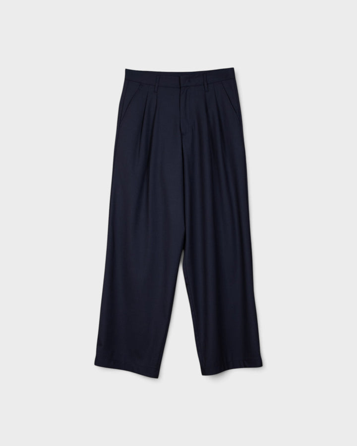 Shibuya Pant Blu Navy de Wooden, vue à plat de face
