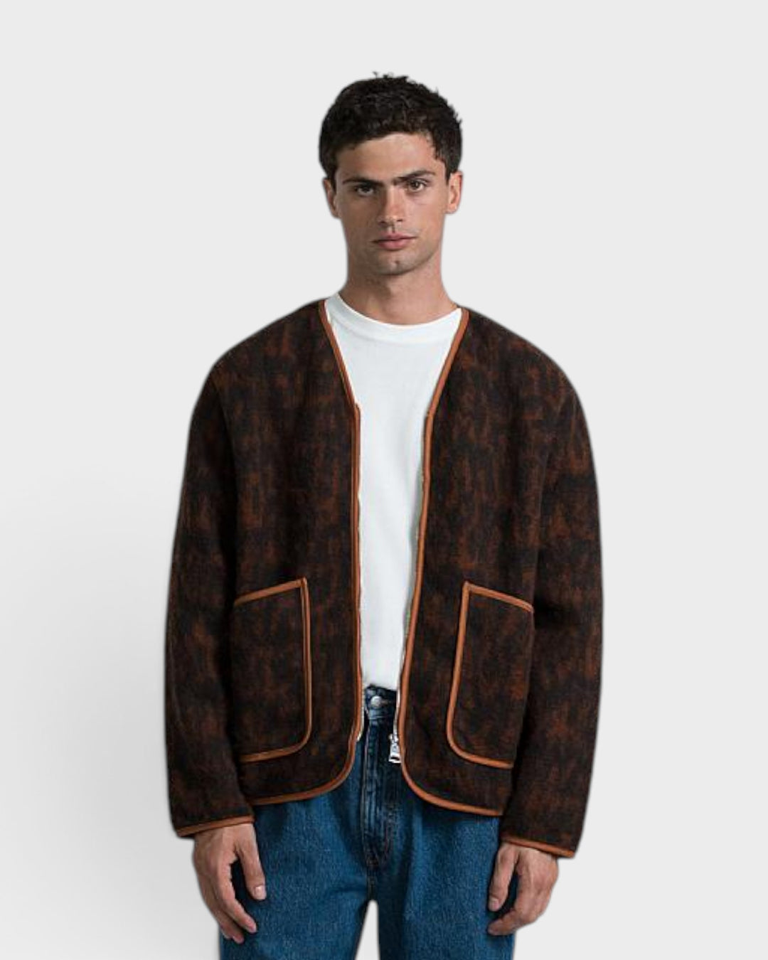 Cameron Zip Cardigan Maculato Marrone