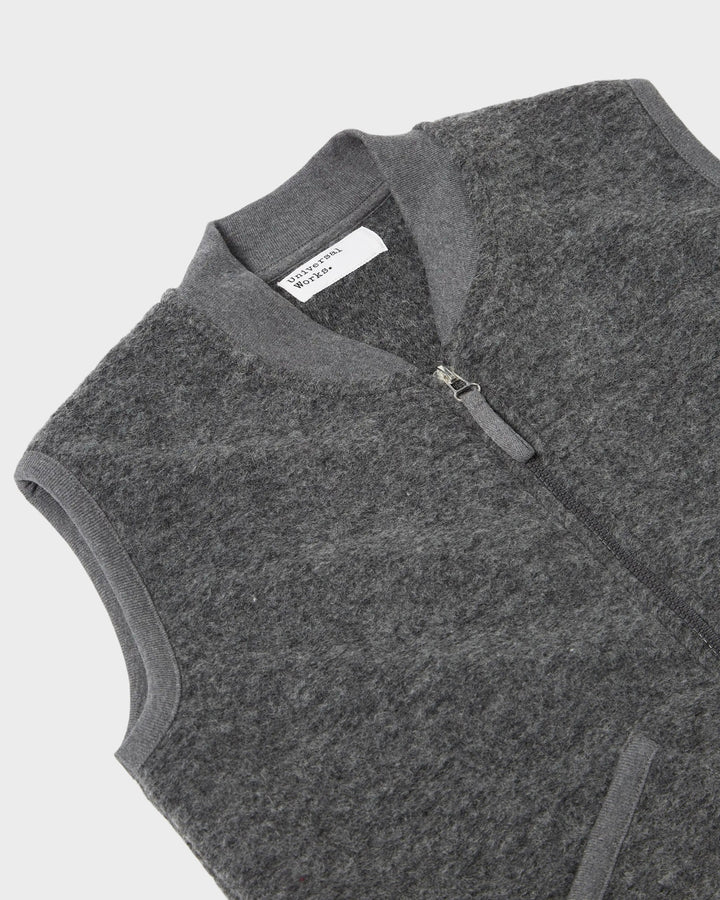 Zip Waistcoat Wool Fleece Grey Marl