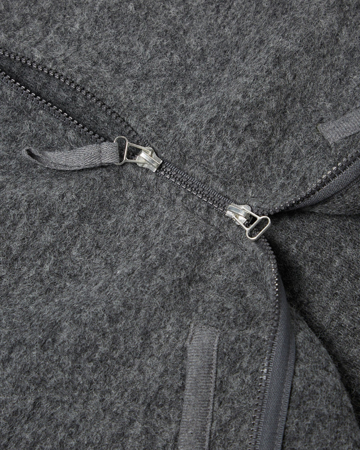Zip Waistcoat Wool Fleece Grey Marl